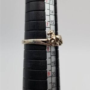 Racing horse stallion sterling silver equestrian ring size 7.5 R136